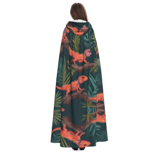 Longue cape à capuche imprimé lézards épineux pour cosplay et jeu de rôle - 4