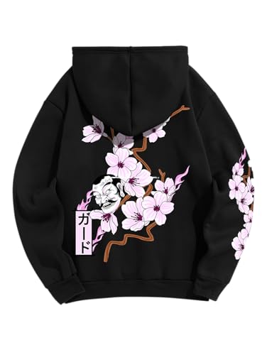 Men's Graphic Letter Hoodie – Fleece-Lined Fuzzy Pullover Sweatshirt with Kangaroo Pocket