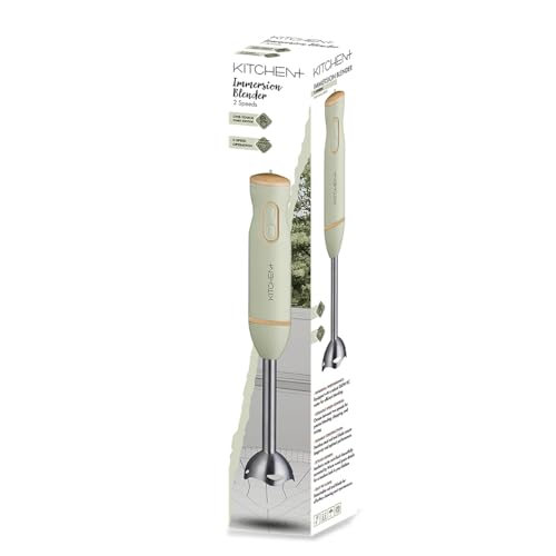 Image of Living+ Immersion Blender Corded Hand Blender, Electric Mixer Handheld with 2 Speeds, Stainless Steel Blade, Easy-Clean Detachable Rod, Ergonomic Design, Smoothie Blender, 260W, Mint