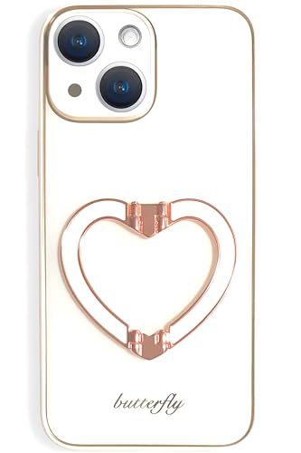 iPhone 13 ハード ケース かわいい リング付き 韓国 白 スタンド 機能 ハート柄 アイフォン 13 カバー 可愛い iphoneケース レディース 人気 おしゃれ ホワイト ハート リング ハート型 記念日 誕生日 クリスマス プレゼント 彼女 女 友達 お揃い ペア 仲良し 耐衝撃 バンパー カメラレンズ保護 フチ高設計 高級 iPhone13 Case Heart Ring White