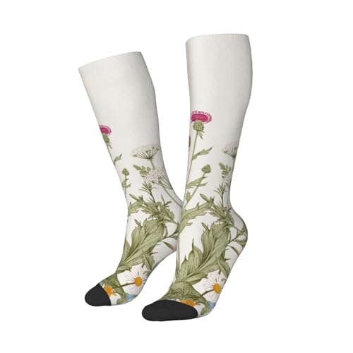 Herbs and Wildflowers Youth Men and Women Soccer Socks Slip High Socks for Running, Travel, Athletic