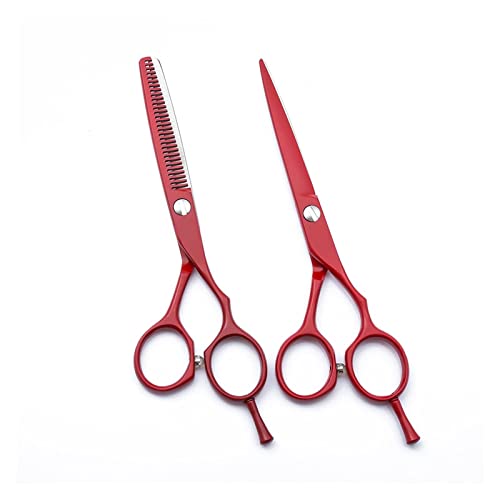 Ciseaux de coiffure effilés rouges de 6 pouces pour désépaissir les cheveux