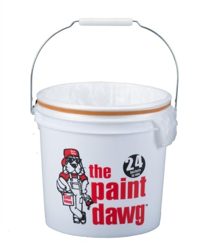 Dripless 2-Gallon Paint Dawg Paint Bucket with 24 Liners - Painters Bucket with Handle - 2-Gallon - 9.75 x 9.75 x 9.33 inches