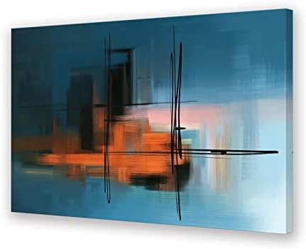 Muolunna BK3569 Canvas Prints Colorful Abstract Painting Wall Art Modern art on Blue Background Stretched and Framed Ready to hang for Living Room Bedroom and Office Home Kitchen Artwork 24x36inch