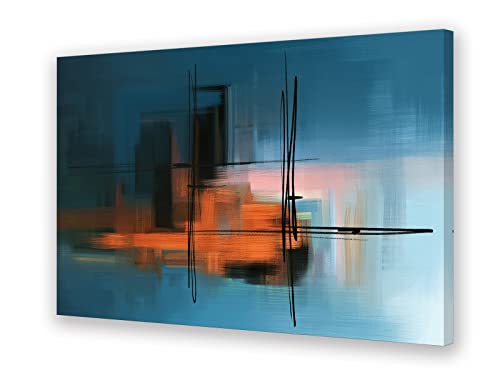 Muolunna Bk3569 Canvas Prints Colorful Abstract Painting Wall Art Modern Art On Blue Background Stretched And Framed Ready To Hang For Living Room Bedroom And Office Home Kitchen Artwork 24X36Inch #TOP8