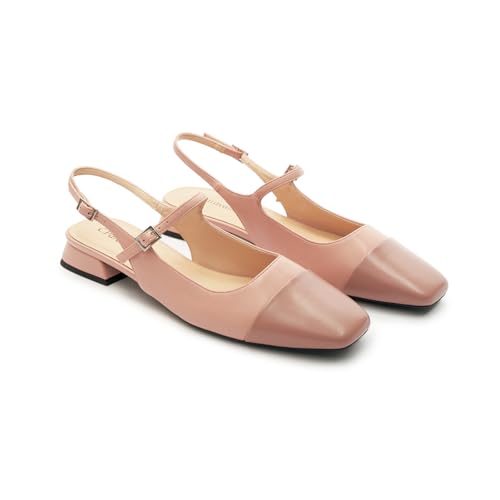 Image of C.Paravano Women's Square Toe Slingback Block Heel Sandals