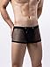 Mens Pouch Bulge Sexy Underwear Fashion Low Waist Boxer Briefs Hollow Out Double Thong Supporter Large Mesh Fabric Low Rise Lingerie Black L