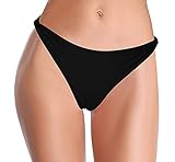 SHEKINI Damen Chic Design Elegant Bikinihose Klassisch Niedrige Taille Triangel Volltonfarbe Bikini Slip Badehose Badebekleidung für Frauen (Schwarz, M)