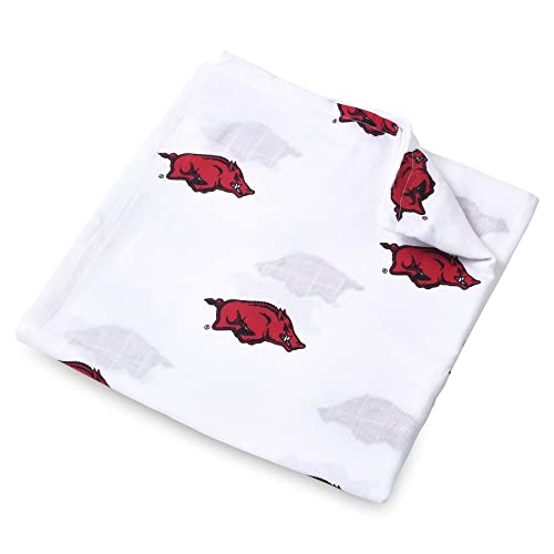 Three Little Anchors University of Arkansas Muslin Swaddle Blanket – Officially Licensed Razorbacks Baby Swaddle – 47x47 Cotton Muslin Receiving Blanket – Baby Gift for Arkansas Fans