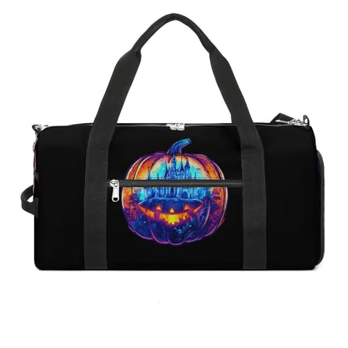 Pumpkin Castle Gym Bag Travel Duffle Bags Carry On Tote Weekender Bag Suitable for Men Women