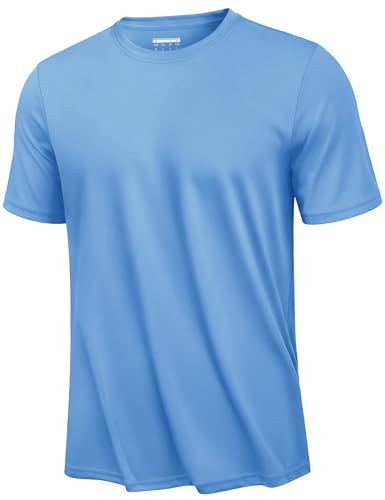 Image of KEFITEVD T-Shirts Men UK Rash Guard Swimming Shirts Quick Dry Moisture Wicking Sun Protection Summer UPF 50+,Waterfall Blue,M