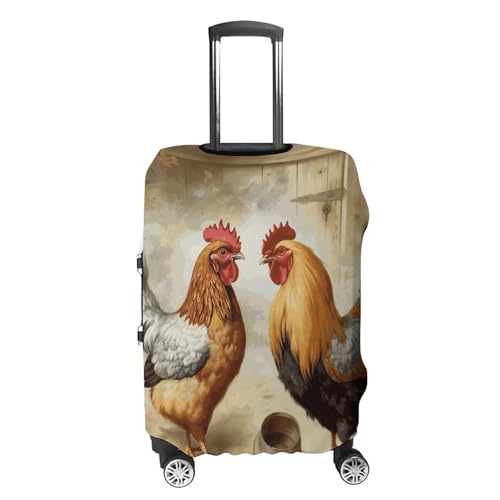 Chicken And Rooster Print Printed Luggage Cover Protector, Fits 18-32 Inch Luggage4