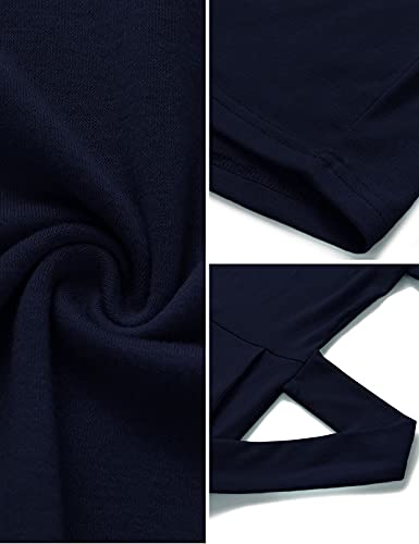 MEROKEETY Women's 2026 Summer Casual T Shirt Dress Short Sleeve Striped Tie Waist Work Vacation Trendy Short Dresses, SolidNavy, XL - Thumbnail 7