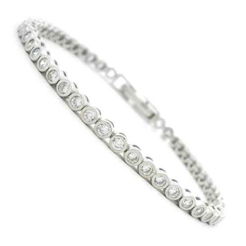 Image of 925 Sterling Silver Adjustable Bracelet for Women | Solitaire Heart Crystal Tennis Design | Elegant Sparkling Daily Wear Jewellery | Stylish Gift for Girls & Women