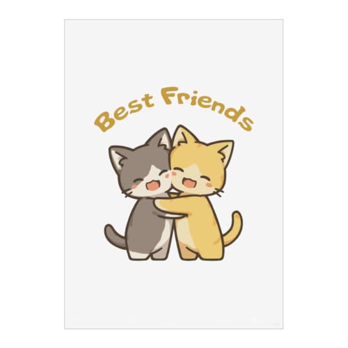 Image of Azeeda 'Best Friends Cats' Wall Art Poster Print - Unframed Artwork for Home Decor - A3 Portrait (PP00372950)