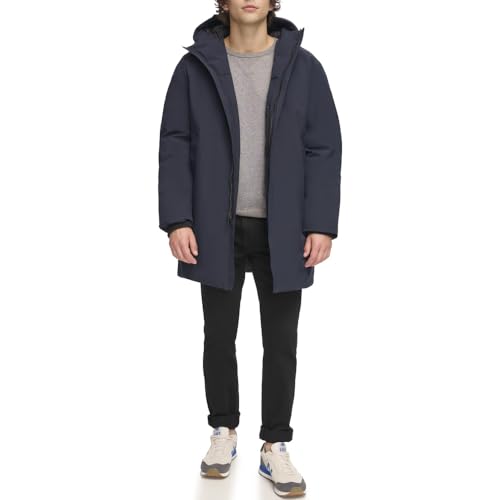 Image of DKNY Men's Water Resistant Hooded Logo Parka Jacket