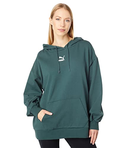 PUMA Womens Classics Oversized Hoodie Casual Outerwear Casual Hoodie Drawstring - Green - Size XS