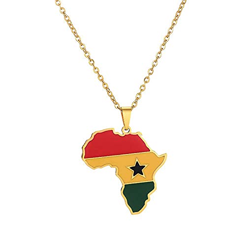 Nothers Ghana Necklace 18K Gold Plated Stainless Steel Pendant for Men Women African Jewelry