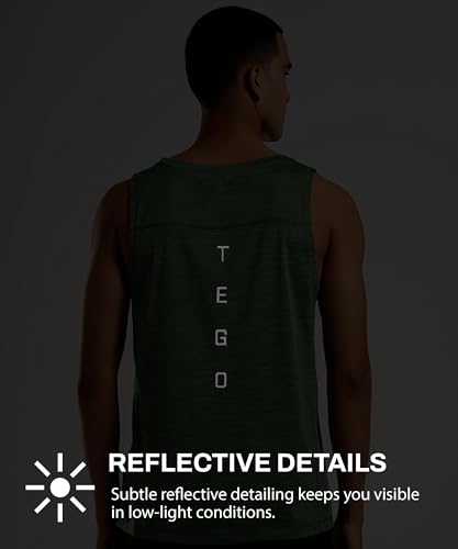 Image of TEGO Men's Pacer Tank | Lightweight Ultra-Breathable Running Tank | Moisture-Wicking | Athletic Fit | Chafe-Free Seams | Reflective Details | 100% Polyester Gym Tank Top