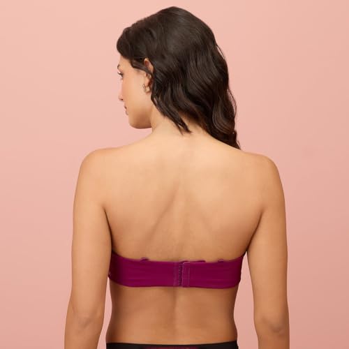 Image of NYKD NYB027 Cotton Padded Wired Multiway Strapless Bra Anti Slip Seamless Bonded Neckline Detachable Straps (Plus