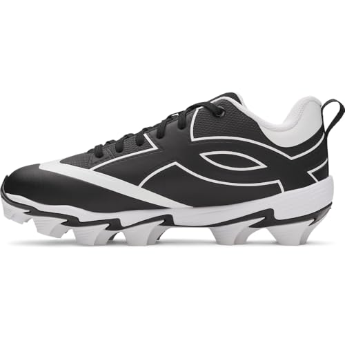 Under Armour Boys' Leadof Icon Low RM JR Baseball Cleats, (001) Black/Black/White, 11K, US