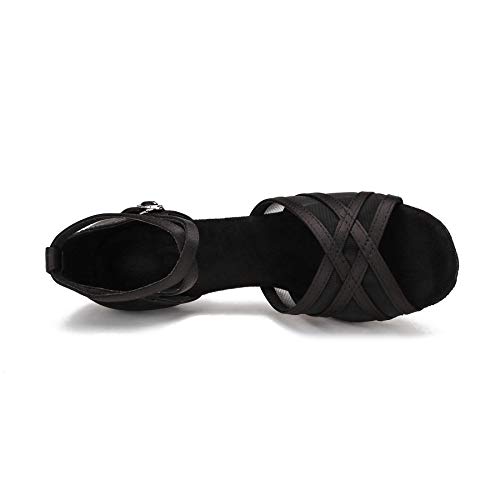 Akanu Women's Latin Dance Shoes Female's Ballroom Salsa Dance Shoes Gold Silver 2.5 Inch Heel4