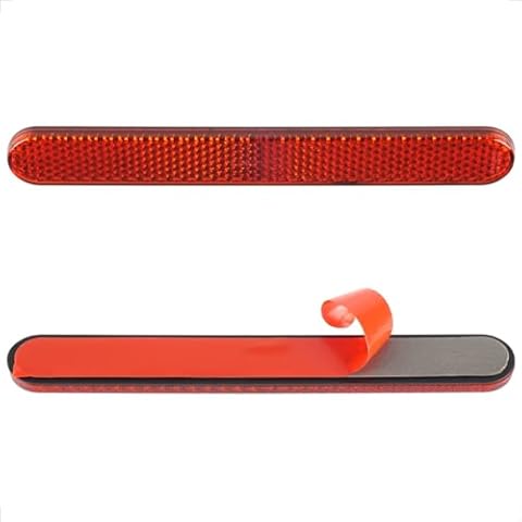 evermotor Motorcycle Red Reflectors Stick-On, 5.47 Inch Oval Bike Reflector Self Adhesive Visible for Mailbox Post,UTV Rack,Tail Box Boat,Fence(2 Pcs) Cover