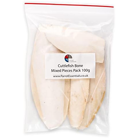 PARROT ESSENTIALS Cuttlefish Bones for Birds 100g Pack - Broken Cuttle fish for Tortoise Snails, Healthy Calcium Source of Parrots Food, Budgies Food Treats, Cockatiel Food, Pet Birds Food, Reptiles Cover