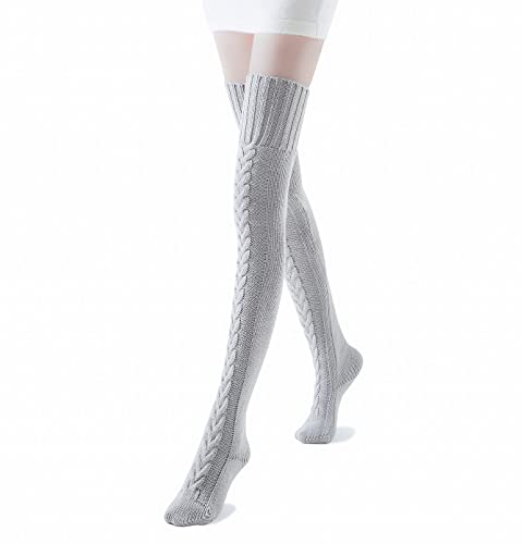 Pcavin Women's Thigh High Socks Over the Knee Cable Knit Boot Socks, Long Warm Fashion Leg Warmers Winter