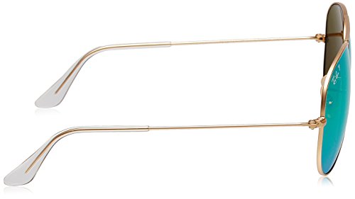 Ray-Ban RB3025 Aviator Large Metal Icons Sung-Matte Gold/Crystal Green Mirror/OS3