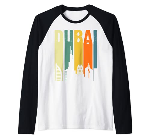 Retro Dubai Raglan Baseball Tee, Black