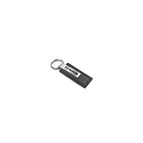 Au-Tomotive Gold, Inc. Ram Logo Black Carbon Fiber Texture Leather Key Chain #TOP2