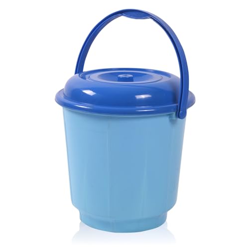 Image of Kuber Industries 3 Pcs 18 Liter Plastic Bucket for Bathroom | Water Storage Bucket | Balti for Bathroom | Plastic Bucket for Daily Use | Pink-Blue & Mink Grey