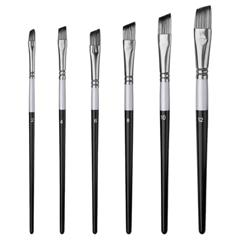 Fascetta 6 Pcs Angled Flat Paint Brush Set Cover