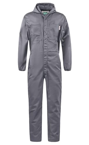 Yukirtiq Tuta da Lavoro Uomo Tuta da Meccanico con Cappuccio Tuta Intera da Lavoro con Cerniera Tuta Meccanica Blu da Lavoro Abbigliamento da Lavoro, Grigio, L