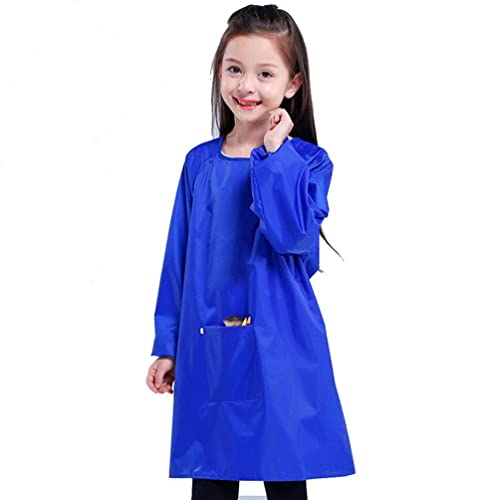 Tablier Peinture Enfant Blouse Art Smock Blouse Peinture Imperméable à l'eau Enfant Manches Longues Enfant pour L'école Activités Peinture Bleu L pour hauteur 110-135 cm (âge 5-10 ans) Cover