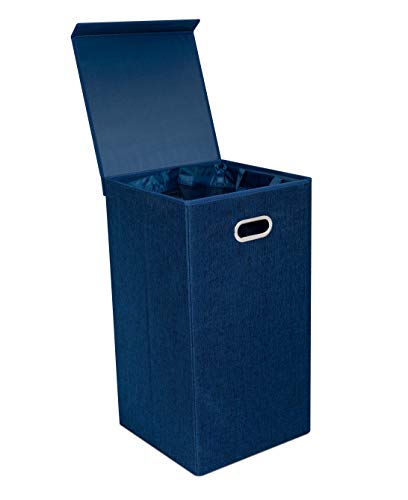 BirdRock Home Single Laundry Hamper with Lid and Removable Liner - Navy