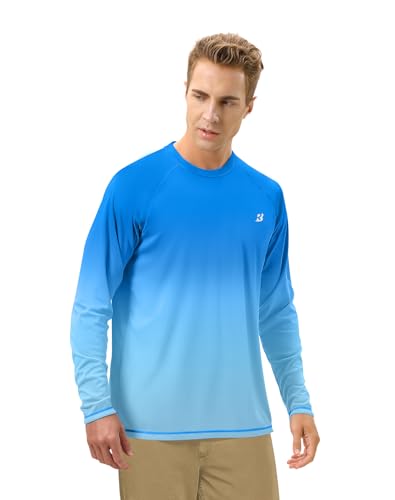 Image of Roadbox Mens UPF 50+ UV Sun Protection Shirts Outdoor Long Sleeve SPF Rash Guard for Fishing Hiking Swimming Running