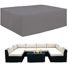 Easy-Going 600D Heavy Duty Patio Furniture Cover, Outdoor Rectangular Table and Chair Set, Waterproof Sectional Set 90"L x 64"W x 28"H, Grey