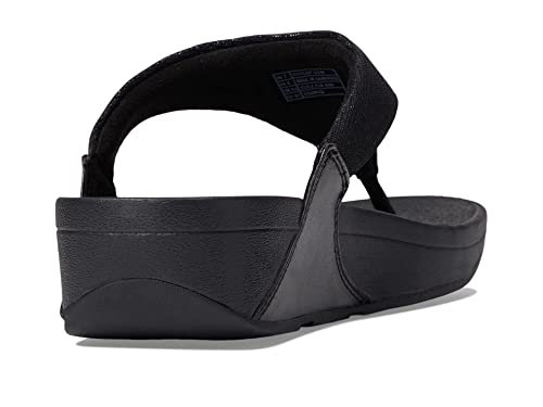 Fitflop Fz8090-060 Lulu Shimmerlux Toe-Post Sandals All Black Us08 #TOP4