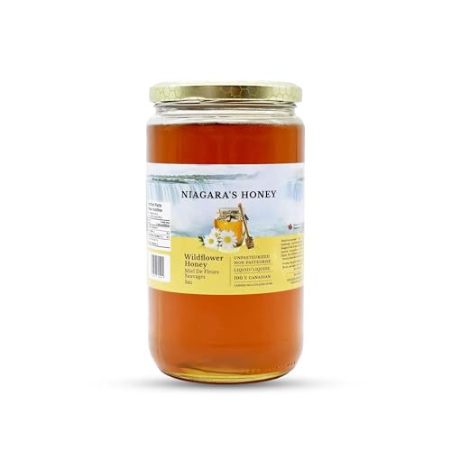 Niagara's Wildflower Honey | 1 Kg | Unpasteurized Honey & 100% Pure Canadian Honey | Local Golden Unpasteurized | Sweet & Delicious, Perfect for Breakfasts, Baking and Desserts