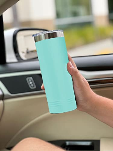 Lasergram 22Oz Vacuum Insulated Skinny Tumbler, Sea Turtle Family, Personalized Engraving Included (Teal) #TOP2