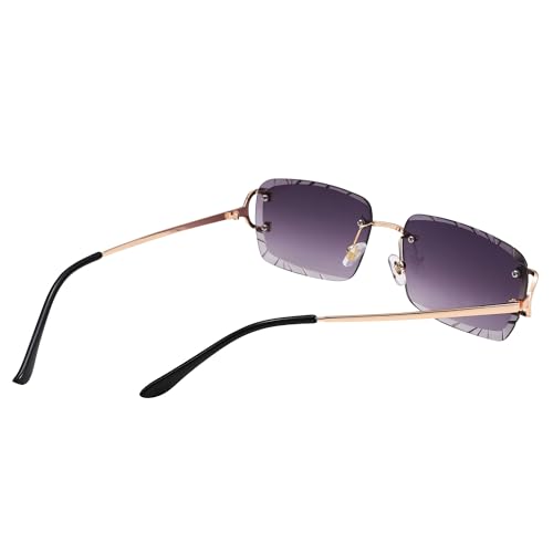 Image of Hycredi Rimless Rectangle Sunglasses for Men /Women- Frameless Square Trendy Shade - Diamond Cutting Eyewear