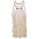 Vibsion Womens Renaissance Renfaire Dress Medieval Sleeveless Long Ribbons Tiered Flowy Fairy Dresses XL White