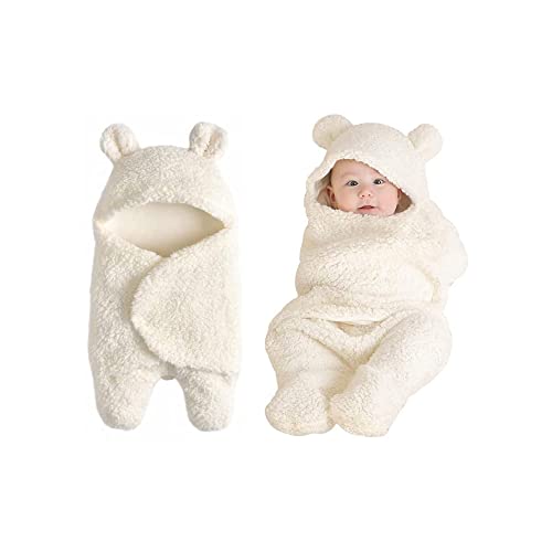 CUQOO Super Soft Newborn Baby Swaddle Suit in Cream – Warm Thermal Swaddle Blanket Baby Wrap | Cute Baby Swaddle Wrap 100% Cotton Inside | Baby Swaddle Wrap Newborn Essentials | Comfy Baby Clothes