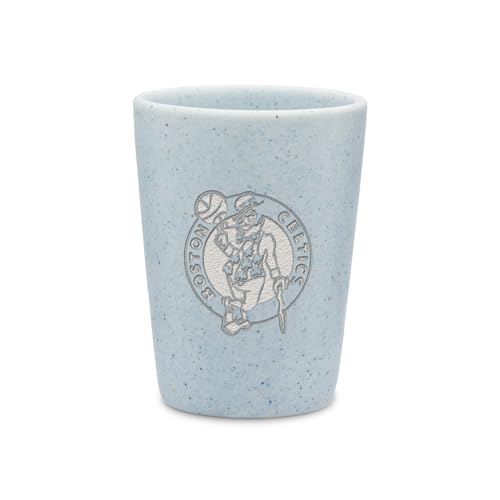 Rico Industries NBA Basketball Boston Celtics Baby Blue 2oz Ceramic Shot Glass for Fans, Laser Engraved In Trendy Color Single Shot Glass - image 1