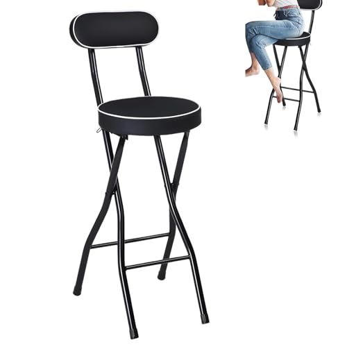 折りたたみカウンターチェア、アイアンバーチェアー、安定性と滑りにくさ 持ち運びが簡単、モダン おしゃれ 椅子 大人用 ハイスツール 座面高60/65/70/75cm キッチンスツール 丸型ハイチェア 背もたれ PU布張りチェア ダイニングチェア 折りたたみ