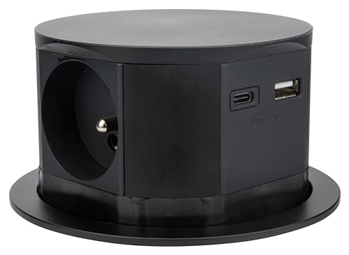 Otio - Bloc multiprise Noir encastrable Compact - Bureau ou Cuisine