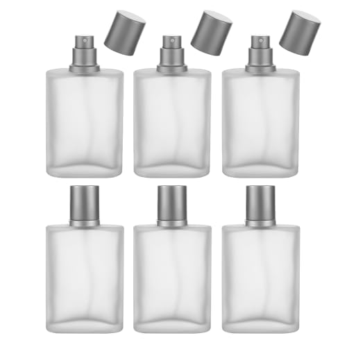 YWG Stone 50ml/1.7oz Frosted Glass Spray Bottles Perfume Atomizer Refillable Fine Mist Spray Empty Perfume Bottles dispenser 6 Pack