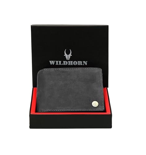 Image of WildHorn Grey Leather Wallet for Men I Ultra Strong Stitching I 6 Card Slots I 2 Currency & 2 Secret Compartments I 1 Coin Pocket